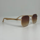 Óculos Hexagonal Marrom Degrade Bambu