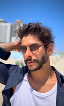 Óculos Hexagonal Bambu Bronze