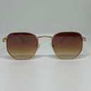 Óculos Hexagonal Marrom Degrade Bambu