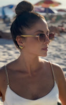 Óculos Hexagonal Marrom Degrade Bambu