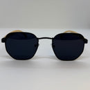 Óculos Hexagonal Dark Hastes de Bambu Claro