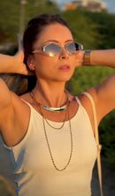 Óculos Losango Luxury Lente Verde Degrade