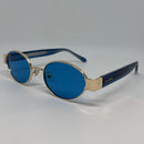 Oculos Zyra Gold Lente Azul
