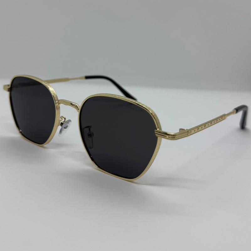 Óculos Hexagonal Babilônia Gold Lente Preta