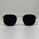 Óculos Hexagonal Bambu Lente Preta