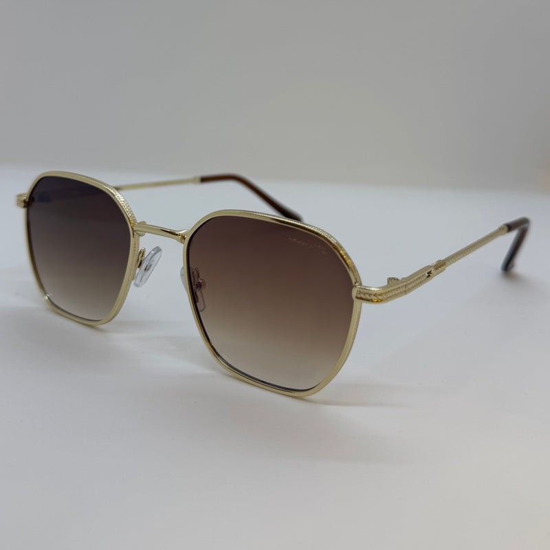 Óculos Hexagonal Italy Gold Marrom