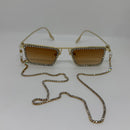 Cordão Dourado com Pedras Brilhantes Anti Perda