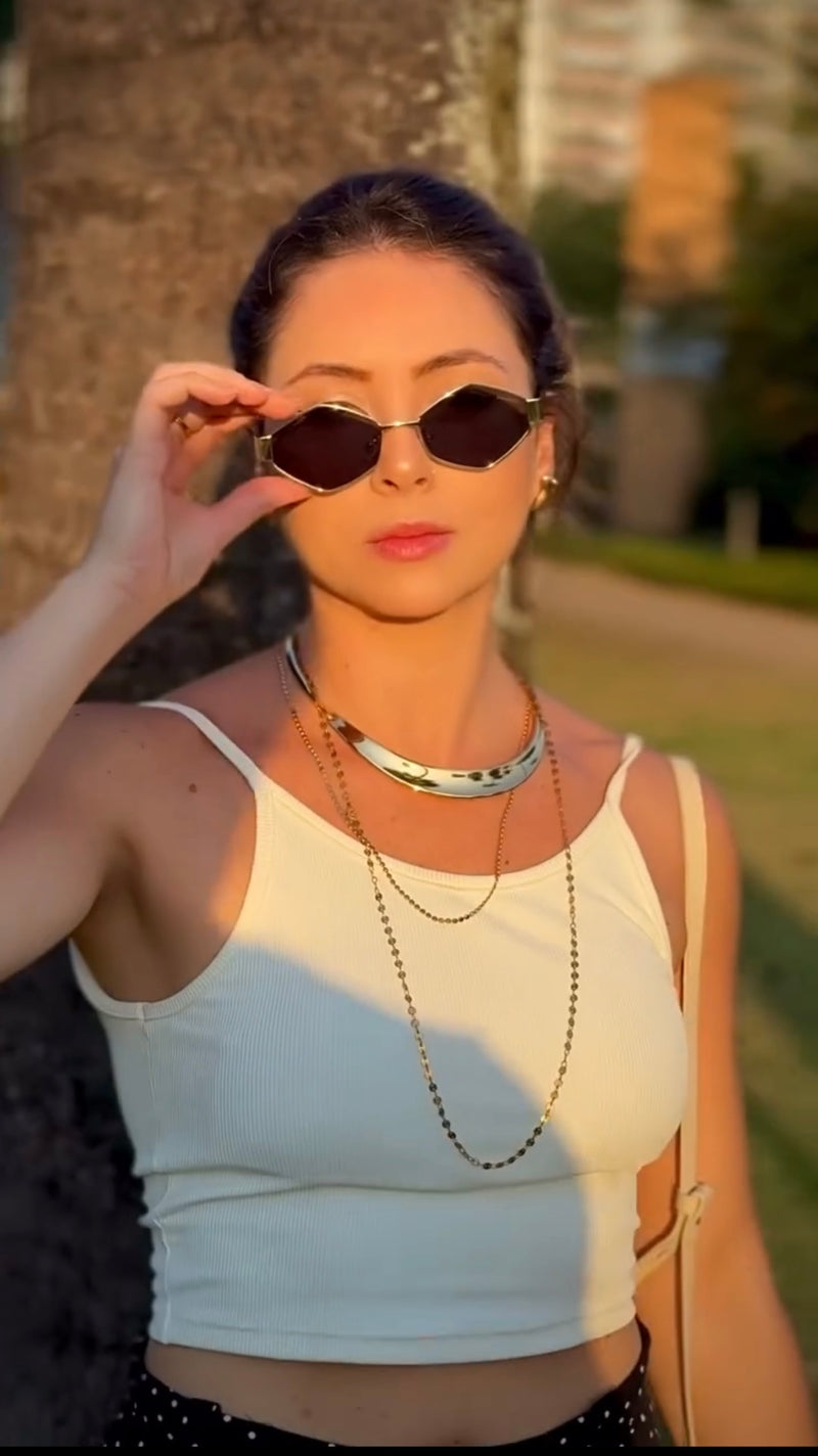 Óculos Losango Luxury Lente Preta