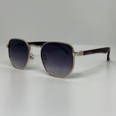 Óculos Hexagonal Gold Shadow Bambu Escuro