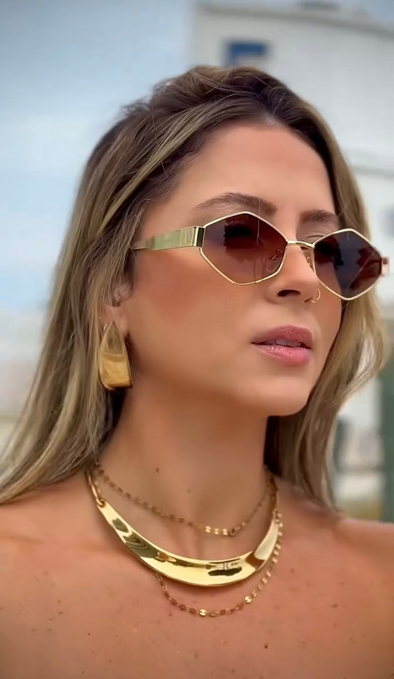 Óculos Losango Luxury Marrom Degrade
