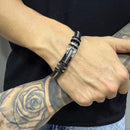 Pulseira em Couro e Aço