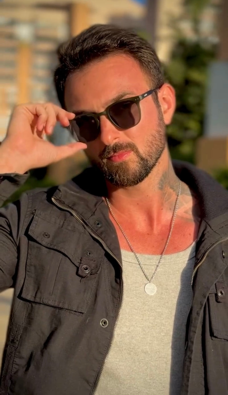 Óculos Square Verde Militar