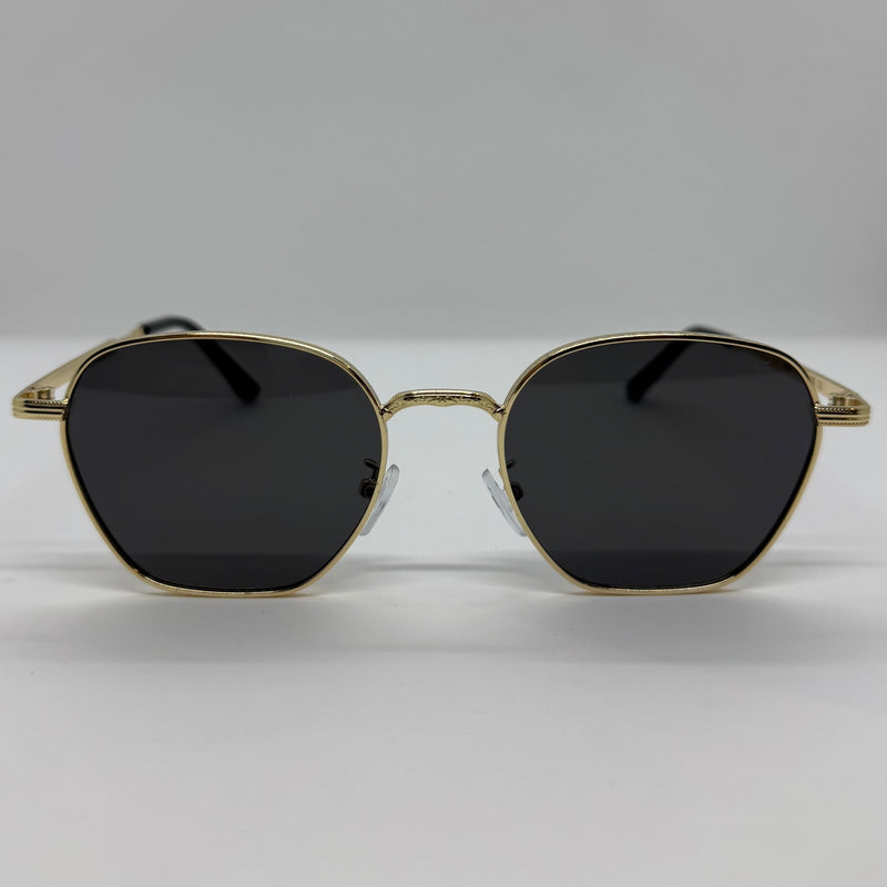 Óculos Hexagonal Babilônia Gold Lente Preta