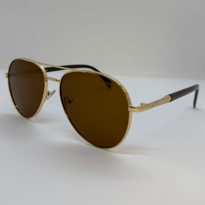 Óculos Aviador Falcon Gold Lente Marrom