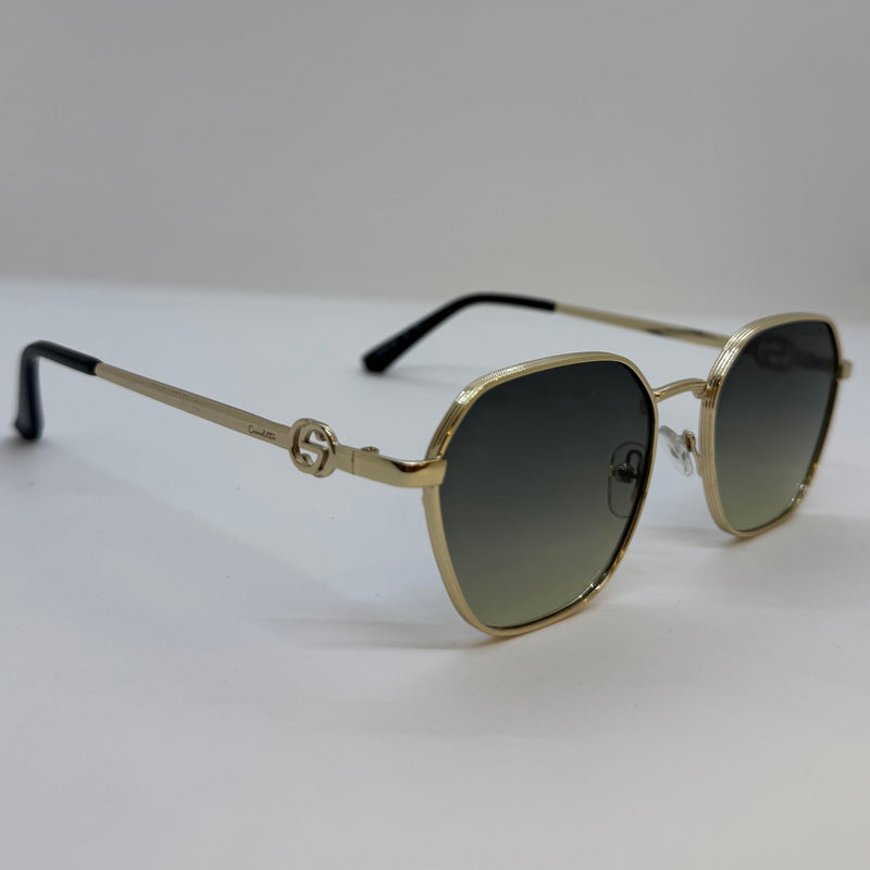 Óculos Hexagonal Grace Gold Lente Verde Degrade