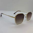 Óculos Hexagonal Italy Gold Marrom