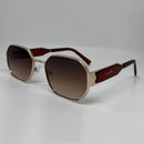 Óculos Hexagonal Charles Retrô Duo Gold Marrom Degrade