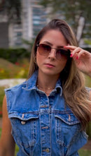 Óculos Hexagonal Bambu Bronze