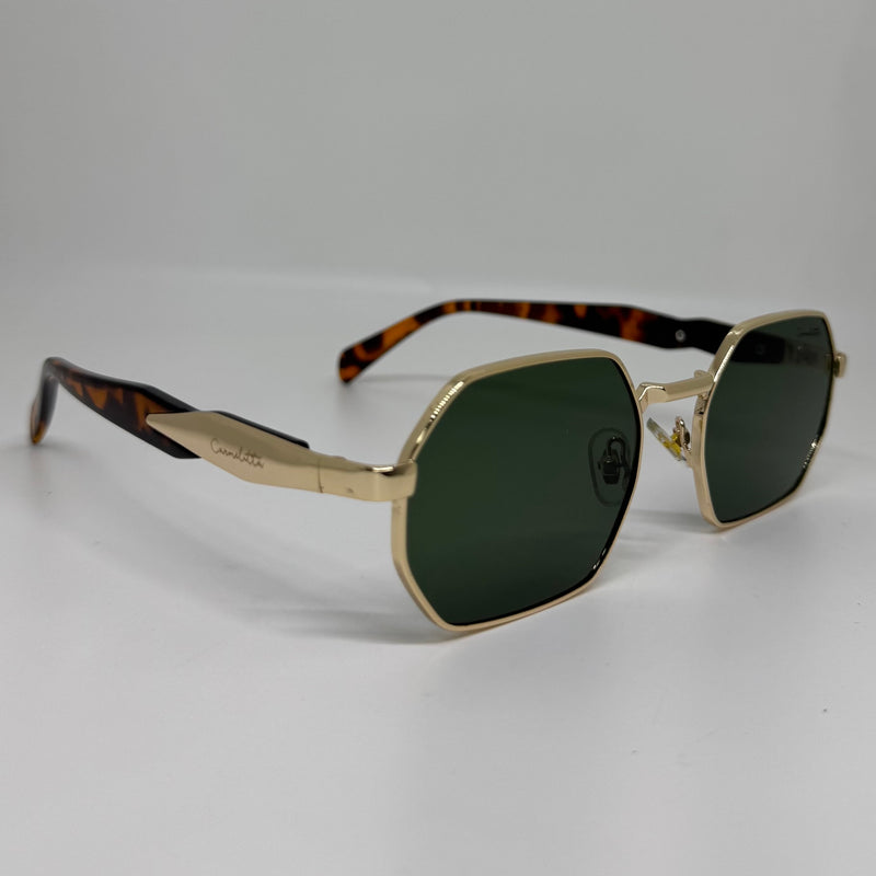 Óculos Hexagonal Retrô Viper Lente Verde