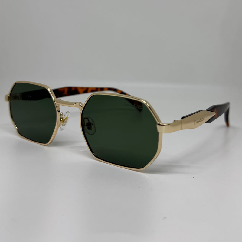 Óculos Hexagonal Retrô Viper Lente Verde