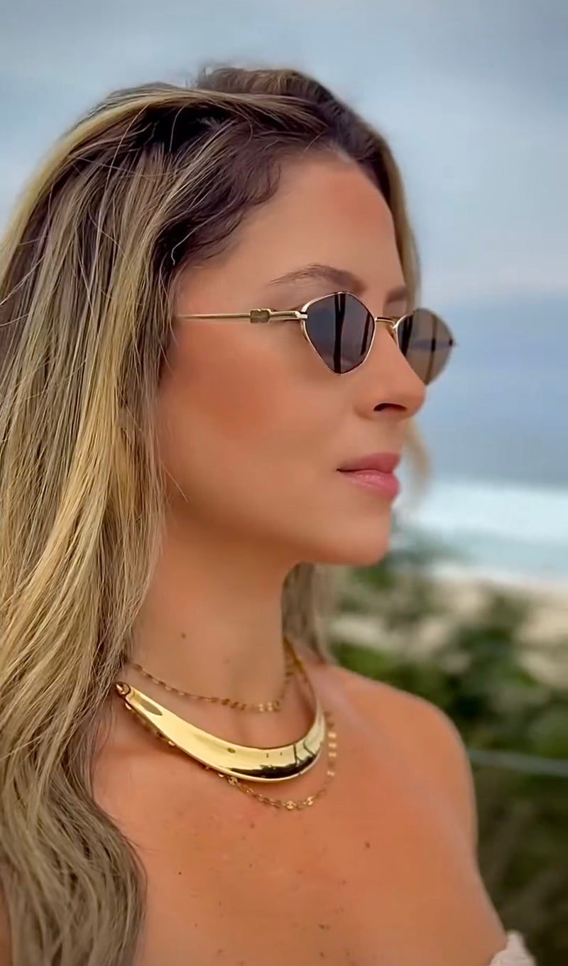 Óculos Living Gold Marrom