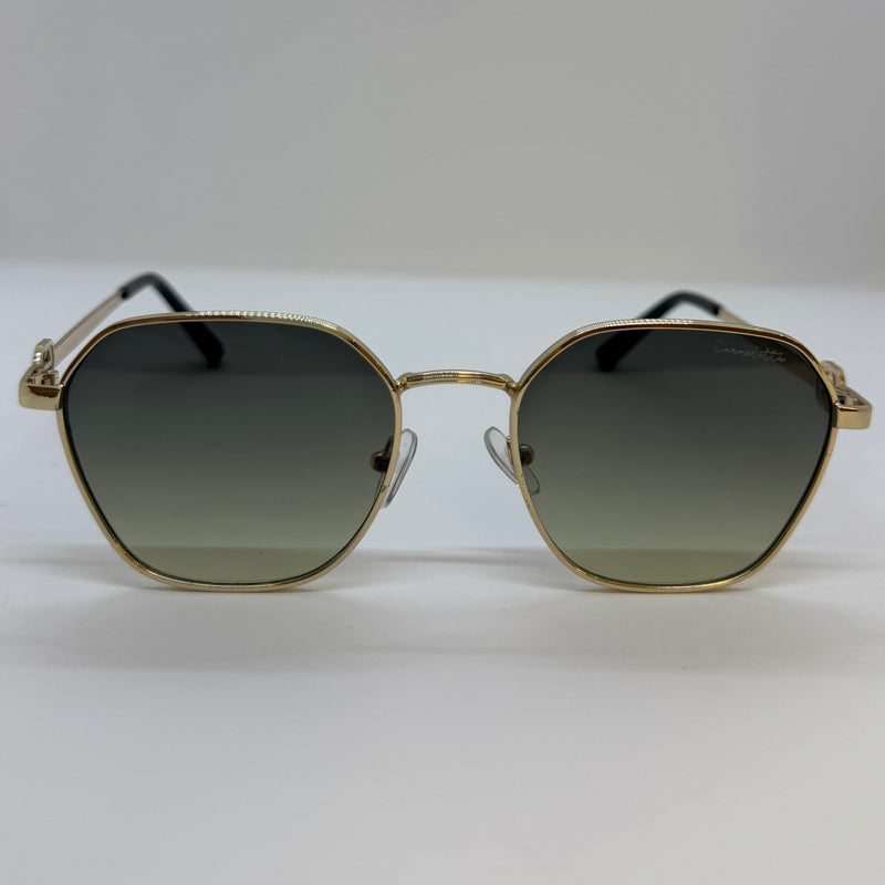 Óculos Hexagonal Grace Gold Lente Verde Degrade