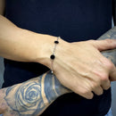Pulseira em Aço com Pedras Preto