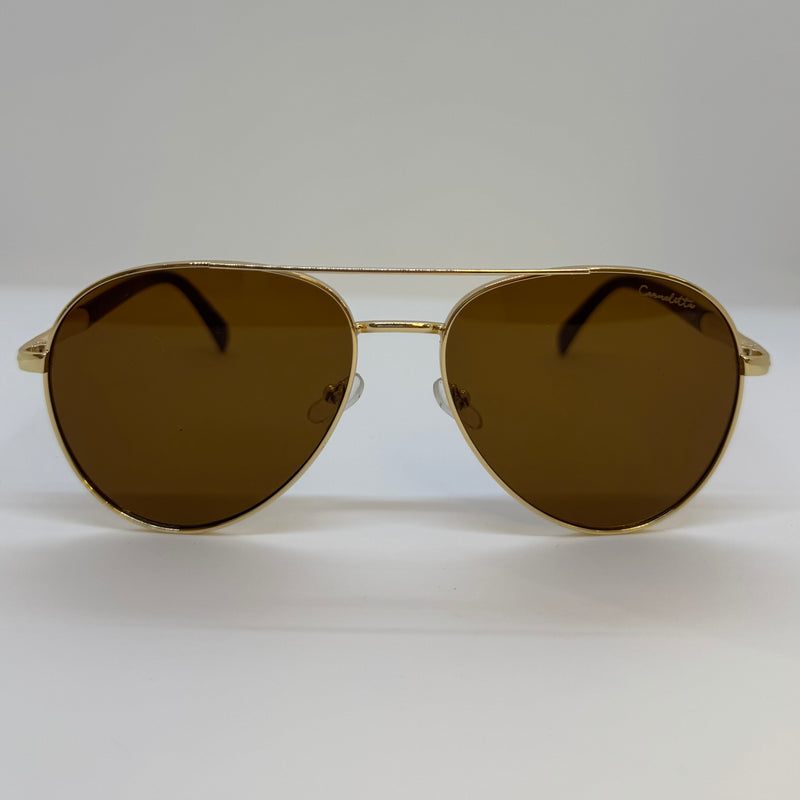 Óculos Aviador Falcon Gold Lente Marrom