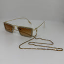 Cordão Dourado com Pedras Brilhantes Anti Perda