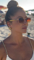 Óculos Hexagonal Marrom Degrade Bambu