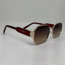 Óculos Hexagonal Charles Retrô Duo Gold Marrom Degrade