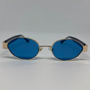 Oculos Zyra Gold Lente Azul
