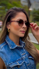 Óculos Hexagonal Bambu Bronze