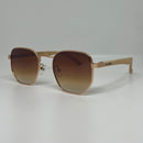 Óculos Hexagonal Marrom Degrade Bambu