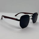 Óculos Hexagonal Bambu Escuro Dark