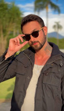 Óculos Bossa Nova Dark Bambu Redondo Polarizado