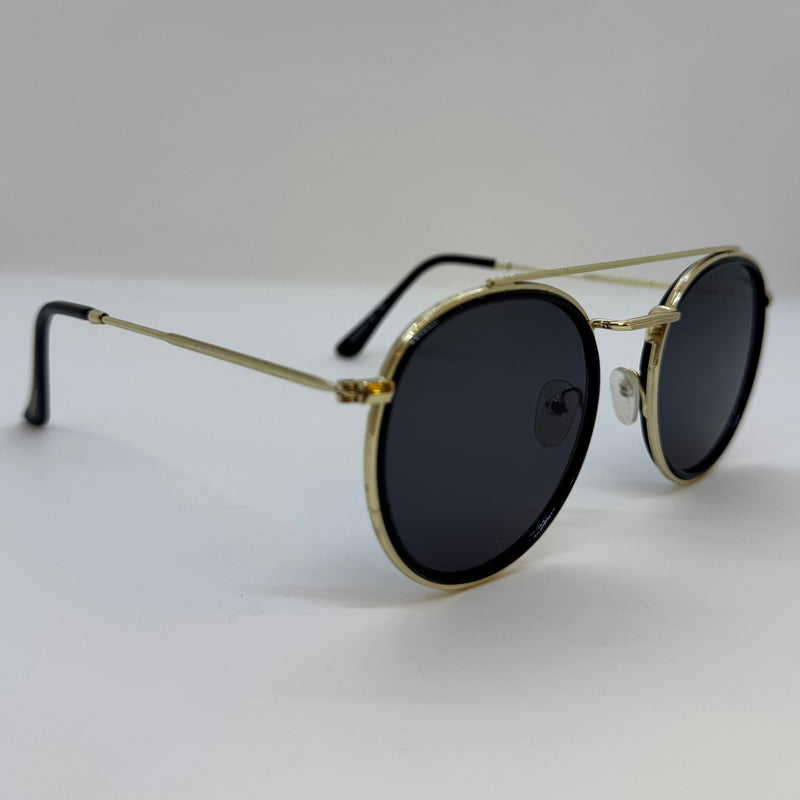 Óculos Double Round Gold Lente Preta