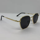 Óculos Hexagonal Babilônia Gold Lente Preta