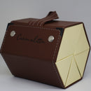 Case Hexagonal de Couro Marrom Off White